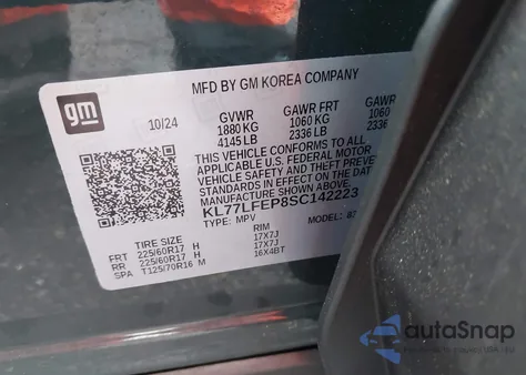 2025 Chevrolet Trax Fwd Ls из США, поврежденный, VIN KL77LFEP8SC142223